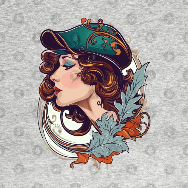 A portrait of a woman in the Art Nouveau style by feafox92